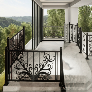 Modern Balcony Railing Balustrades Handrails for Deck Custom Wrought Iron Railing Outdoor Steel Balcony Safety Railings - Product Image 1