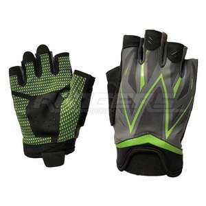 Gants de musculation pour hommes, noir et vert, avec support de poignet, paume rembourrée, gants de fitness, logo personnalisé, gants de levage à demi-doigts - Product Image 1