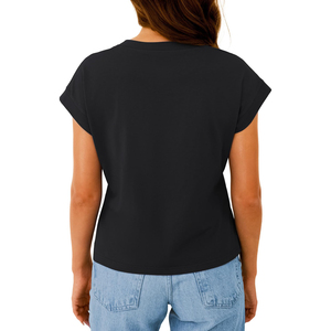 T-shirt court personnalisé pour femmes, respirant, à manches courtes, avec logo décoratif, décontracté - Product Image 2