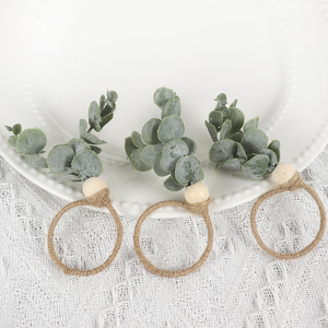 Anneaux de serviette en métal eucalyptus, porte-serviettes en fil métallique, décorations de fête pour le printemps, mariage, Thanksgiving, décoration de table, en stock - Product Image 3