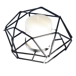 Portavelas geométrico negro, el mejor diseño, decoración del hogar, portavelas de línea de hierro, precio de fábrica, decoración del hogar, portavelas de lujo - Product Image 1