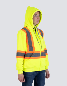 Sudadera con Capucha de Alta Visibilidad para Mujer, con Franjas Reflectantes Amarillas, Ropa de Trabajo de Poliéster, Sudadera de Seguridad Industrial para Trabajo Nocturno - Product Image 3