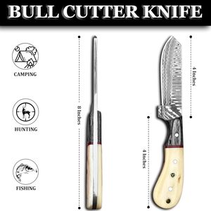 Couteau de boucher de cowboy en acier Damas forgé à la main, lame pleine longueur, manche en Micarta, avec étui en cuir type pancake, personnalisable OEM - Product Image 3