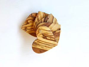 Olive <b>Wood</b> <b>Heart</b> Coaster Set, Rustic Drink Coasters By B H Brothers - Product Image 1