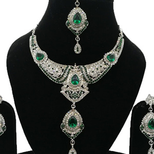 Vintage Style Platinum Plated Crystal Zircon Alloy Jewelry Set Necklace Earrings Headpiece Women Engagement Wedding Anniversary - Product Image 2