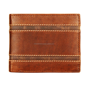 Genuine <b>Leather</b> Bifold <b>Wallet</b> for <b>Men</b> Custom Logo Card Holder Open Design Polyester Direct Factory Wholesale Striped Gift Box - Product Image 3