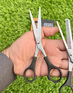 Ciseaux de barbier professionnels avec ciseaux à effiler droits, ciseaux de coiffure à bord rasoir pour texturiser les cheveux - Product Image 4