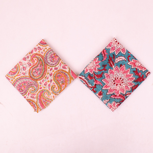 Bohemian Style Block Printed Cotton <b>Bandana</b> for Women Fashion MultiColor Accessories Floral Pattern Head Scarf Summer Collection - Product Image 3