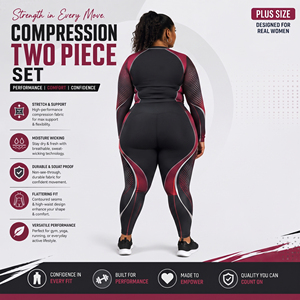Ensemble de compression 2 pièces pour femme, manches longues, vêtements de sport, rashguard, legging imprimé, tenue de yoga, fitness, ensemble de compression 2 pièces - Product Image 3