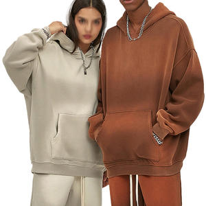 Sweat à capuche délavé pour homme, en mélange de coton, style vintage, épais, décontracté, streetwear, pour le quotidien - Product Image 2