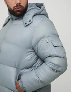 Chaquetas de invierno para hombre, personalizadas por el fabricante, color verde salvia, con capucha, casuales, impermeables, tallas grandes, con cierre de cremallera y botones, 85% [material/fibra, si se refiere a tela, indicar la fibra o material], si se refiere a fibra, indicar la fibra o material). - Product Image 5