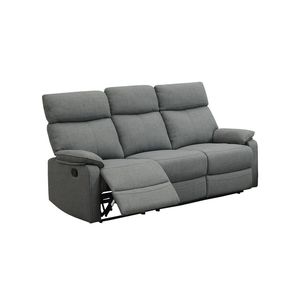 Gray Burlap Fabric <b>Recliner</b> Motion Sofa 1pc Manual Living Room Furniture Couch and Chair Set - Product Image 3