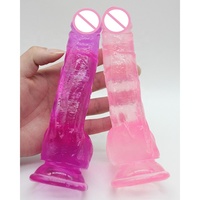 Dildo Jumbo de Gel de Sílice Suave, Pene Artificial Femenino, Juguetes Sexuales de Color Rosa, Pene Realista con Forma de Pene Animal