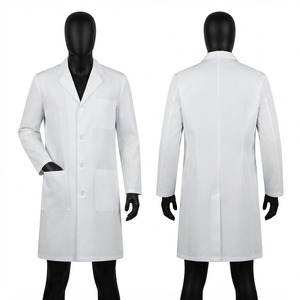 Conjunto de Uniforme Médico Unisex Blanco de Primera Calidad, Algodón y Poliéster Twill 200 GSM, Uso Hospitalario, Manga Larga, Tres Bolsillos - Product Image 1