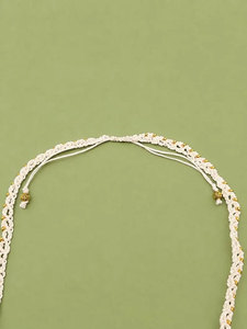Handmade White Macrame Necklace with Gold Pendant for Jewelry Wholesale - Product Image 3