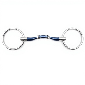 Bocado de caballo articulado de esmalte azul de alta resistencia para entrenamiento ecuestre - Product Image 1