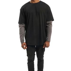 Manufacture Casual <b>Men</b> Streetwear Breathable Custom Blank Double Layer <b>T</b> <b>Shirt</b> drop shoulder Unisex 100% Cotton <b>Long</b> <b>Sleeve</b> - Product Image 1