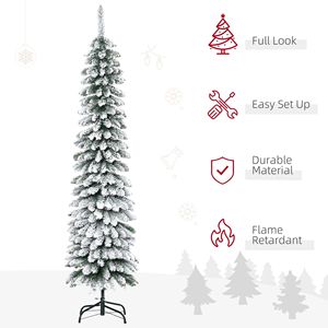 Albero di Natale Artificiale Sottile e Alto 1,8 m, Non Illuminato, Effetto Neve, con 395 Punte Verdi e Rami Realistici - Product Image 5