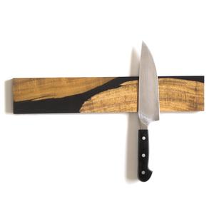Porte-couteaux magnétique mural contemporain en résine violette et bois, support de rangement pour couteaux de cuisine de qualité supérieure - Product Image 2