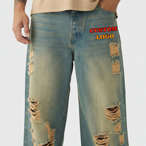 Pantalones Vaqueros de Mezclilla para Hombre, Estilo Hip Hop, Vintage, Lavados, Rectos, Transpirables, Ligeros, Desgastados, Personalizados por el Fabricante OEM 2026 - Product Image 4