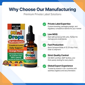 <b>Kids</b> Multivitamin Drops Manufacturer Liquid Supplement for Children OEM Private Label Direct Factory Bulk Supply - Product Image 2