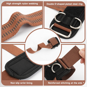 Sangles de levage personnalisées avec anneaux en D pour l'haltérophilie, l'entraînement, la gymnastique, le CrossFit, la musculation et les exercices de force, sangles de poignet - Product Image 3