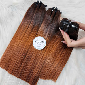 Gugu Hair Cheveux vierges lisses et ondulés de 6 à 40 pouces, noir naturel pour couleur blonde, double trame tissée à la machine avec closure - Product Image 2