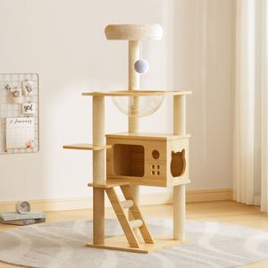 Árbol para Gatos Moderno de 48.8 Pulgadas con Postes Rascadores Cubiertos de Sisal, Árbol para Gatos de Madera para Interiores con Percha Superior, Cómodo Centro de Actividades para Gatos - Product Image 3