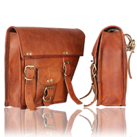 Style vintage véritable cuir de chèvre marron Combo moto sacs de selle sacoches outil étui de transport concepteur bras oscillant deux sacs latéraux