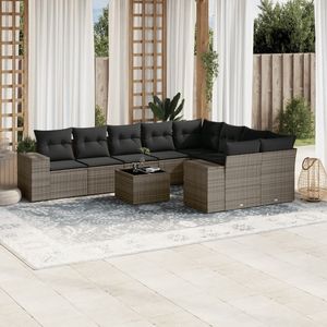 Ensemble de canapés de jardin en rotin PE gris et acier thermolaqué avec verre trempé pour espaces extérieurs - Product Image 1