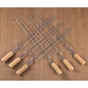 Spiedini per Barbecue in Acciaio Inox da 15,3 Pollici con Manico in Legno, Spiedini a Doppia Punta per Grigliare Kabobs, Utensili per BBQ - Product Image 2