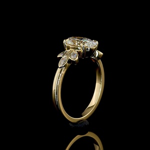 Anillo de Compromiso UNICORN JEWELS LR-539 con Diamante Ovalado de 1ct Cultivado en Laboratorio, Certificado IGI, Oro 10K/14K/18K, Diseño Clásico de Hoja - Product Image 2