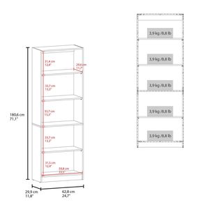 Libreria aperta in noce colorato con 5 ripiani - Product Image 5