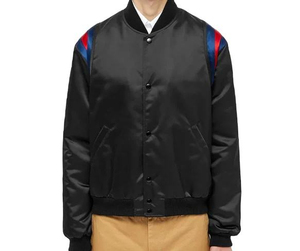 Customized Lightweight <b>Men's</b> <b>Jackets</b> Satin Bomber <b>Jacket</b> Black Color <b>Long</b> Sleeve Full Woman Satin <b>Men's</b> <b>Jackets</b> - Product Image 1
