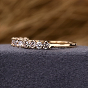 IGI Certified Lab Grown Diamond Eternity Wedding Band <b>Dainty</b> Minimalist Half Eternity Bridal <b>Ring</b> Simple Anniversary <b>Ring</b> - Product Image 3