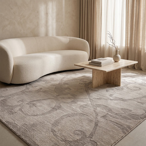 Tapis en laine damassé délavé écologique antidérapant au design moderne pour salon, chambre et intérieurs d'hôtels - Product Image 3