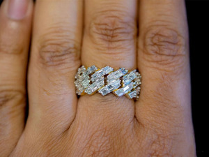 Baguette Cut Cluster <b>Ring</b> Hip Hop Style Rhodium Plated 925 Sterling <b>Silver</b> Customizable Wedding <b>Ring</b> for Women <b>Men</b> Unisex - Product Image 2