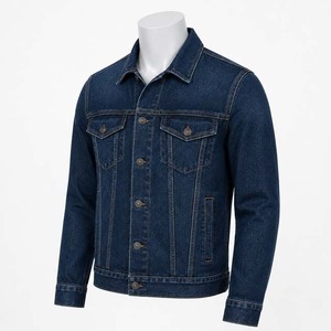Veste en jean bleu foncé pour homme, coupe classique, col rabattu, fermeture boutonnée, style décontracté, vêtement d'automne, tendance des vestes pour homme - Product Image 3