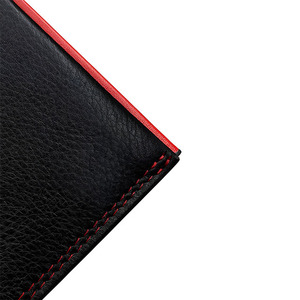 Red Edge Paint Stitching Black Natural Wrinkle Leather <b>Men</b> <b>Wallet</b> Premium Luxury High Quality Multi Card Slot Holder Slim Case - Product Image 5
