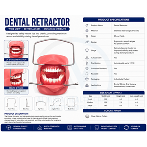 Retractor Bucal Manual de Acero Inoxidable con Certificación CE y Garantía de por Vida para Uso Ortodóntico - Product Image 6