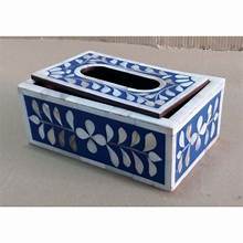 Caja de pañuelos con incrustaciones de hueso de forma Rectangular de alta calidad Suministros para el hogar y el hotel hechos de papel y madera con material de resina - Product Image 6