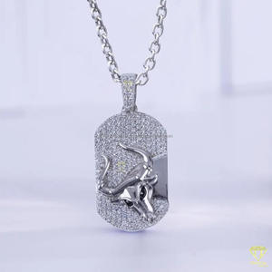 Designer Bull Pendant Necklace With Moissanite Diamonds And White Gold Finish Hip Hop Jewelry - Product Image 5