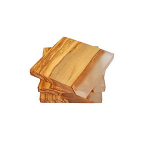 Posavasos Cuadrados de Madera de Olivo con Borde de Resina Epoxi, Posavasos de Madera de Olivo - Product Image 2