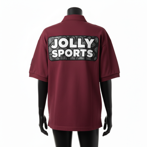 Polo respirant pour femme en piqué épais GSM, toucher coton mélangé, bordeaux, avec logo personnalisé thermocollé, hauts polos pour femme - Product Image 2