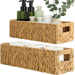 2-Pack Small Woven Wicker Baskets Water Hyacinth <b>Organizer</b> for Toilet <b>Paper</b> and Pantry Storage - Product Image 1