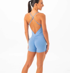 Conjunto de mono deportivo para mujer, transpirable, de secado rápido, con almohadillas extraíbles, agradable al tacto, con espalda cruzada, para gimnasio y fitness. - Product Image 4