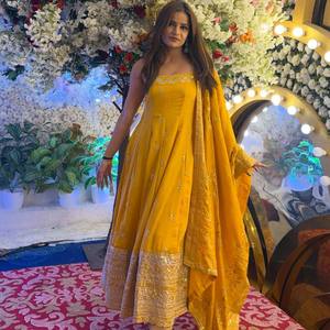 Women's Modern Embroidered Anarkali Suit Set Designer Ethnic Party Wear Festival Wedding Long Kurta Dupatta <b>Pants</b> Stretchable - Product Image 3