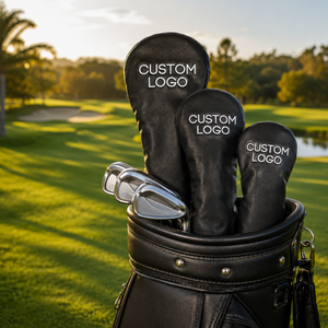 Manufacture Custom Logo PU Leather <b>Golf</b> Head Covers Solid Black Driver Fairway Wood Hybrid Protector <b>Golf</b> Driver Head Covers - Product Image 6
