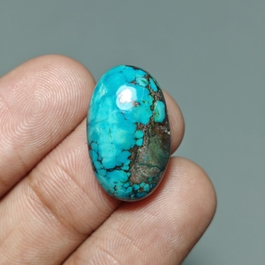 Turquoise naturelle du Hubei, cabochon ovale, pierre précieuse turquoise pour la fabrication de bijoux, 23x14x6 mm. 13 Ct. E678 - Product Image 1