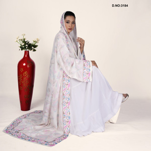 Châle élégant en satin et mousseline fluide de qualité supérieure pour femme, léger et modeste, style islamique, à devant ouvert, en promotion - Product Image 1
